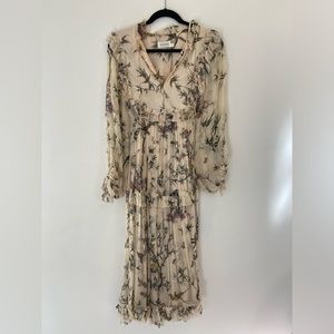 Floral ZIMMERMAN dress with long sleeves and matching patterned slip